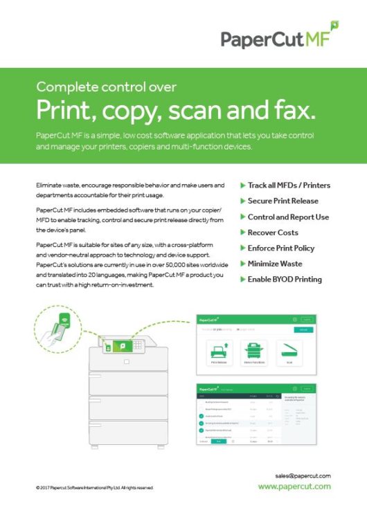 Papercut, Mf, Fact Sheet, Digital Image Solutions